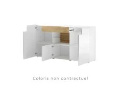 Buffet 160cm Collection OHIO. Coloris Gris Anthracite Et Chêne. LED Incluses -Mobilier De Restaurant buffet 8932593