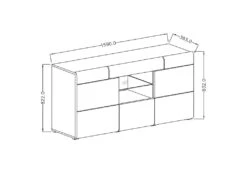 Buffet 160cm Collection OHIO. Coloris Gris Anthracite Et Chêne. LED Incluses -Mobilier De Restaurant buffet 8932595