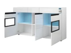 Buffet Partiellement Vitré Avec éclairage LED 160x92. Collection LUCIA. Coloris Blanc Brillant -Mobilier De Restaurant buffet 8932823