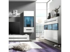 Buffet XL Design Avec éclairage LED 180x130. Collection LUCIA. Coloris Blanc Brillant -Mobilier De Restaurant buffet 8932865