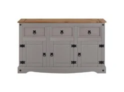 Buffet RAMON Commode Bahut Vaisselier En Pin Massif Gris Et Brun Avec 3 Tiroirs 3 Portes, Meuble De Rangement Style Mexicain En Bois 7 Buffet RAMON Commode Bahut Vaisselier En Pin Massif Gris Et Brun Avec 3 Tiroirs 3 Portes, Meuble De Rangement Style Mexicain En Bois -Mobilier De Restaurant buffet 8932987