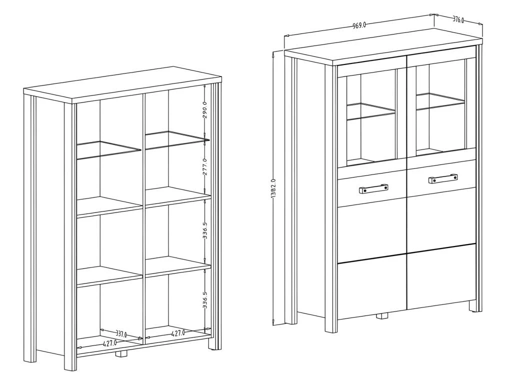 Buffet Haut Collection WINDSOR. Coloris Gris Anthracite Et Chêne Foncé. 5 Buffet Haut Collection WINDSOR. Coloris Gris Anthracite Et Chêne Foncé. – Image 5