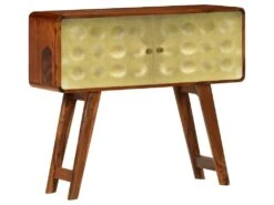 Buffet Bahut Armoire Console Meuble De Rangement Bois De Sesham Solide Imprimé Doré 90 Cm 4402271