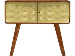 Buffet Bahut Armoire Console Meuble De Rangement Bois De Sesham Solide Imprimé Doré 90 Cm 4402271 -Mobilier De Restaurant buffet 8934205