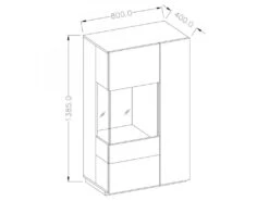 Buffet Haut Avec LED Collection KILES Deux Portes. Coloris Blanc Et Chêne. Porte Vitrée à Droite -Mobilier De Restaurant buffet 8934227