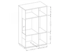 Buffet Haut Avec LED Collection KILES Deux Portes. Coloris Blanc Et Chêne. Porte Vitrée à Droite -Mobilier De Restaurant buffet 8934229