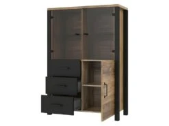 Buffet Haut Collection DARWIN. Couleur épicéa Et Noir. 3 Portes Et 3 Tiroirs. -Mobilier De Restaurant buffet 8934249