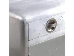 Buffet Bahut Armoire Console Meuble De Rangement Avec 3 Tiroirs Style Vintage Aluminium Gris 4402076