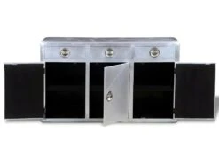 Buffet Bahut Armoire Console Meuble De Rangement Avec 3 Tiroirs Style Vintage Aluminium Gris 4402076 -Mobilier De Restaurant buffet 8935485