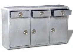 Buffet Bahut Armoire Console Meuble De Rangement Avec 3 Tiroirs Style Vintage Aluminium Gris 4402076 -Mobilier De Restaurant buffet 8935487