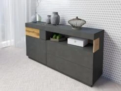 Buffet Collection KILES 170cm, LED Intégré. Coloris Gris Anthracite Et Chêne. Style Design -Mobilier De Restaurant buffet 8941393