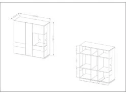 Buffet Haut KILES Trois Portes Avec LED. Coloris Blanc Et Chêne. Style Design -Mobilier De Restaurant buffet 8941607