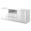 Buffet 180cm 2 Portes Et 2 Tiroirs Collection ZANTE. Coloris Blanc Brillant. LED Incluses