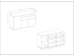 Buffet, Bahut, Enfilade KILES Trois Portes Et Un Tiroir. Coloris Gris Anthracite Et Chêne. Style Design -Mobilier De Restaurant buffet 8941903