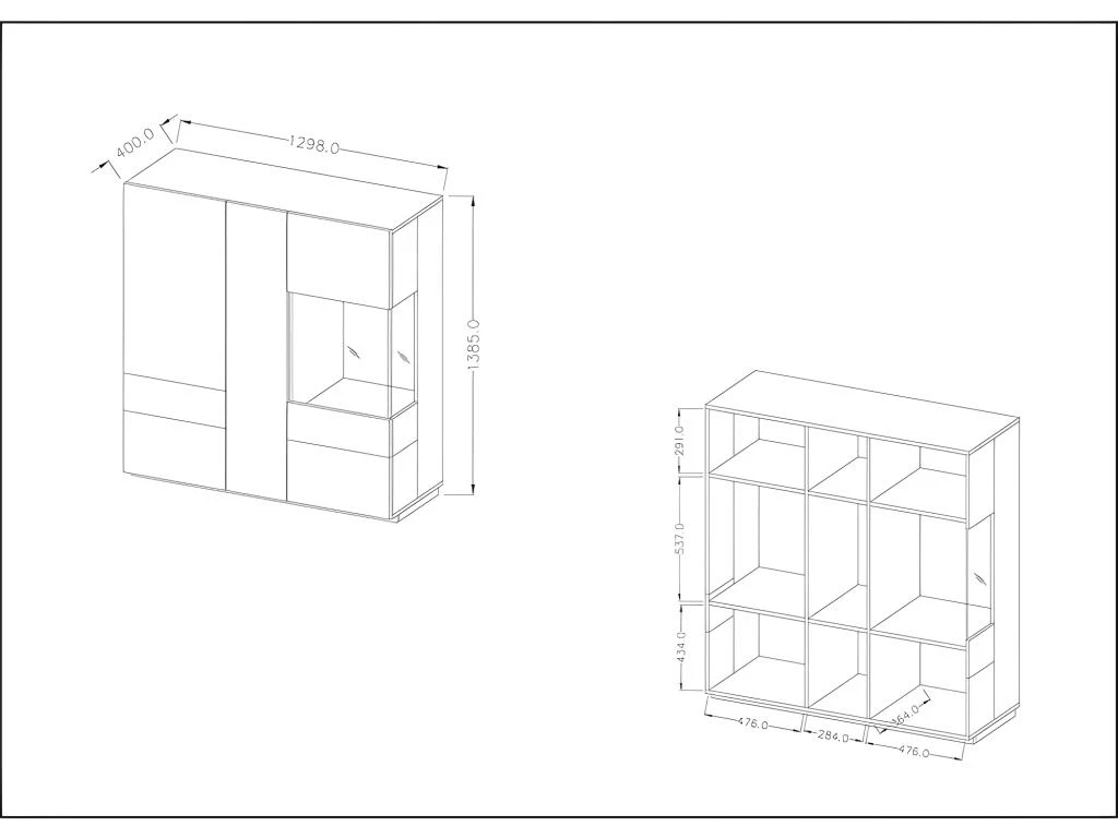 Buffet Haut KILES Trois Portes Avec LED. Coloris Gris Anthracite Et Chêne. Style Design 5 Buffet Haut KILES Trois Portes Avec LED. Coloris Gris Anthracite Et Chêne. Style Design – Image 5