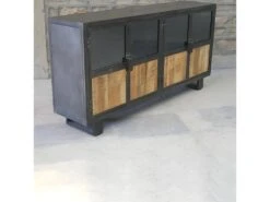 Buffet Métal Et Bois Jodhpur 4 Portes - Gris -Mobilier De Restaurant buffet 9231363