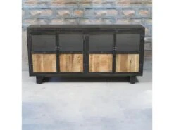 Buffet Métal Et Bois Jodhpur 4 Portes - Gris -Mobilier De Restaurant buffet 9231365