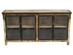 Buffet 4 Portes En Bois Massif Et Métal - Naturel