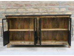 Buffet 4 Portes En Bois Massif Et Métal - Naturel -Mobilier De Restaurant buffet 9231423