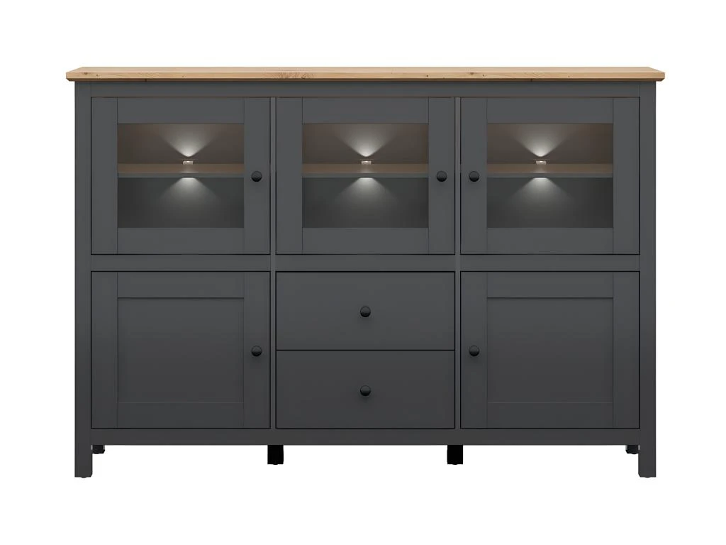 Buffet 5 Portes 2 Tiroirs Avec LED Duck Gris Anthracite Et Bois 3 Buffet 5 Portes 2 Tiroirs Avec LED Duck Gris Anthracite Et Bois – Image 3
