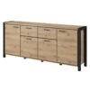Buffet 210cm Collection BOWIE 4 Portes, 2 Tiroirs. Couleur Chêne Et Noir