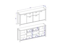 Buffet 210cm Collection BOWIE 4 Portes, 2 Tiroirs. Couleur Chêne Et Noir -Mobilier De Restaurant buffet 9521567