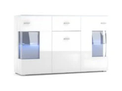 Buffet 3 Portes 1 Tiroir Avec LED Danae Blanc