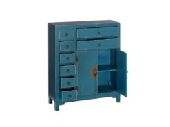 IVANA BLEU - Meuble D'Entrée 2 Portes 8 Tiroirs -Mobilier De Restaurant buffet 9526599