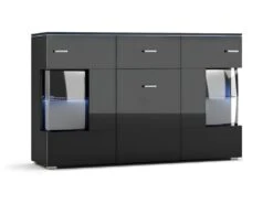 Buffet 3 Portes 1 Tiroir Avec LED Danae Noir