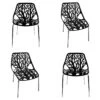Lot De 4 Chaises Noires Empilables Avec Piètement Métal Chromé - NOVA