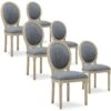Lot De 6 Chaises Médaillon Louis XVI Tissu Gris