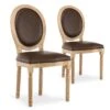 Lot De 2 Chaises Médaillon Louis XVI Vintage Simili Marron