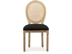 Lot De 2 Chaises Médaillon Louis XVI Cannage Rotin Tissu Noir -Mobilier De Restaurant chaise 10022189