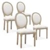 Lot De 4 Chaises Médaillon Louis XVI Tissu Beige