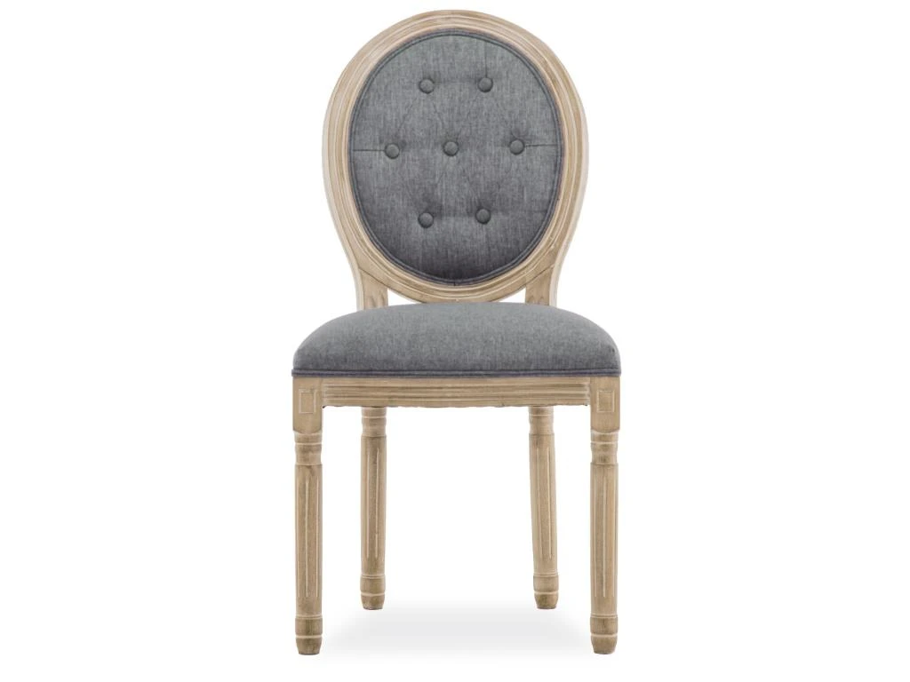 Lot De 6 Chaises Médaillon Capitonnées Louis XVI Tissu Gris 2 Lot De 6 Chaises Médaillon Capitonnées Louis XVI Tissu Gris – Image 2