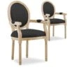 Lot De 2 Fauteuils Médaillon Louis XVI Tissu Noir