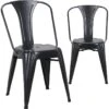 KAYELLES Lot De 2 Chaises Bistrot Chaise Metal Industriel BROOK (noir)