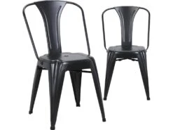 KAYELLES Lot De 2 Chaises Bistrot Chaise Metal Industriel BROOK (noir)