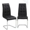 KAYELLES Lot De 2 Chaises Salle A Manger Simili Et Chrome MAXI ( Noir )