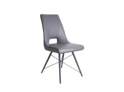 Chaise En Simili Taupe Avec Piètement Filaire En Métal - VOGUE