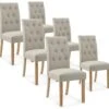 Lot De 6 Chaises Capitonnées Gaya Tissu Beige