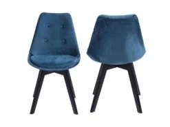 Lot De 4 Chaises En Velours NORA Bleues Avec Coussin - HAPPY GARDEN -Mobilier De Restaurant chaise 10029401