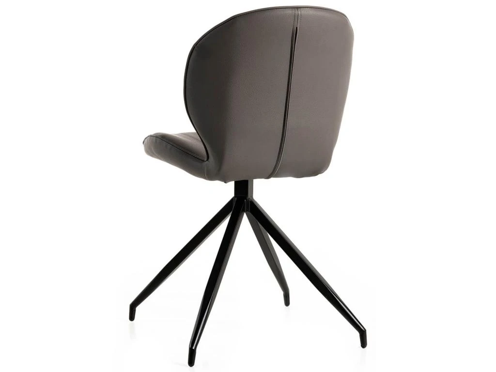 FOLA - Lot De 2 Chaises Simili Taupe Piètement Etoile 3 FOLA - Lot De 2 Chaises Simili Taupe Piètement Etoile – Image 3