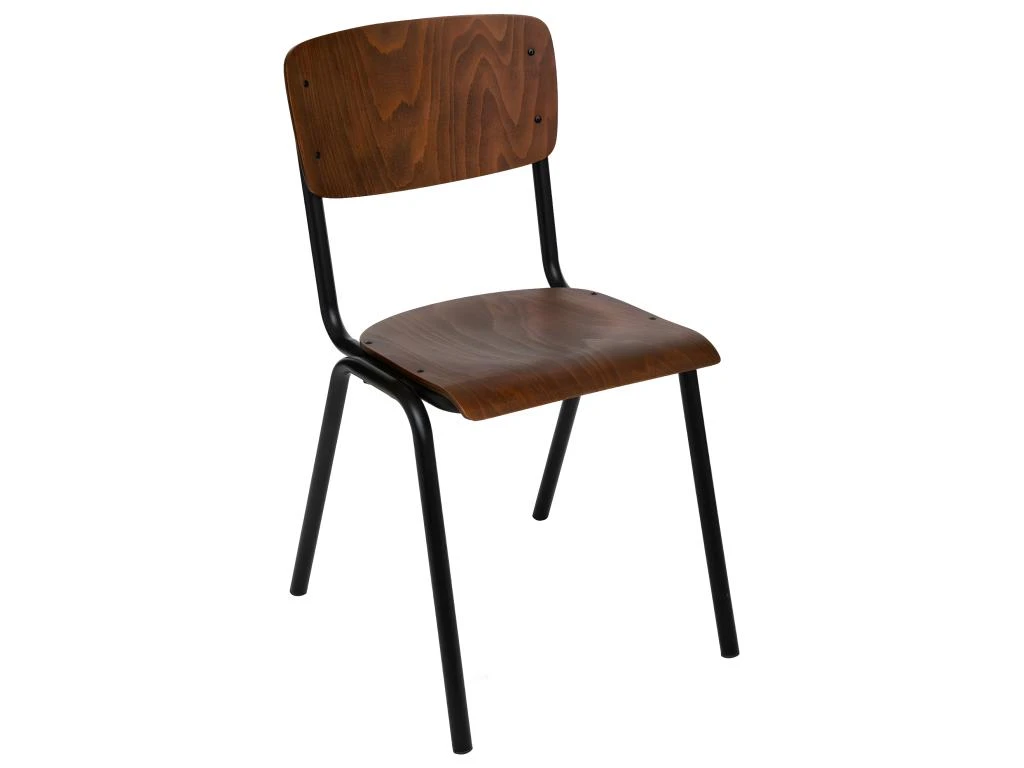 Chaise De Table En Métal Noir Et Bois Marron 1 Chaise De Table En Métal Noir Et Bois Marron