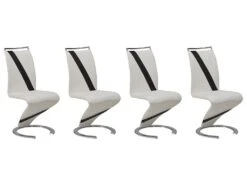 Lot De 4 Chaises TWIZY - Simili Blanc & Noir -Mobilier De Restaurant chaise 10557087