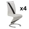 Lot De 4 Chaises TWIZY - Simili Blanc & Noir