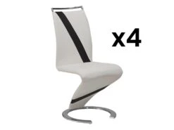 Lot De 4 Chaises TWIZY - Simili Blanc & Noir