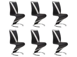 Lot De 6 Chaises TWIZY - Simili Noir & Blanc -Mobilier De Restaurant chaise 10557179