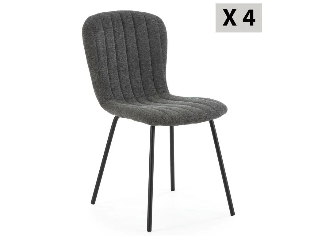 Pack 4 Chaises Lucky Recouvertes De Tissu Gris Foncé 1 Pack 4 Chaises Lucky Recouvertes De Tissu Gris Foncé