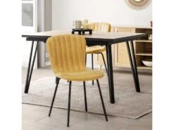 Pack 4 Chaises Lucky Recouvertes De Tissu Moutarde -Mobilier De Restaurant chaise 10557685